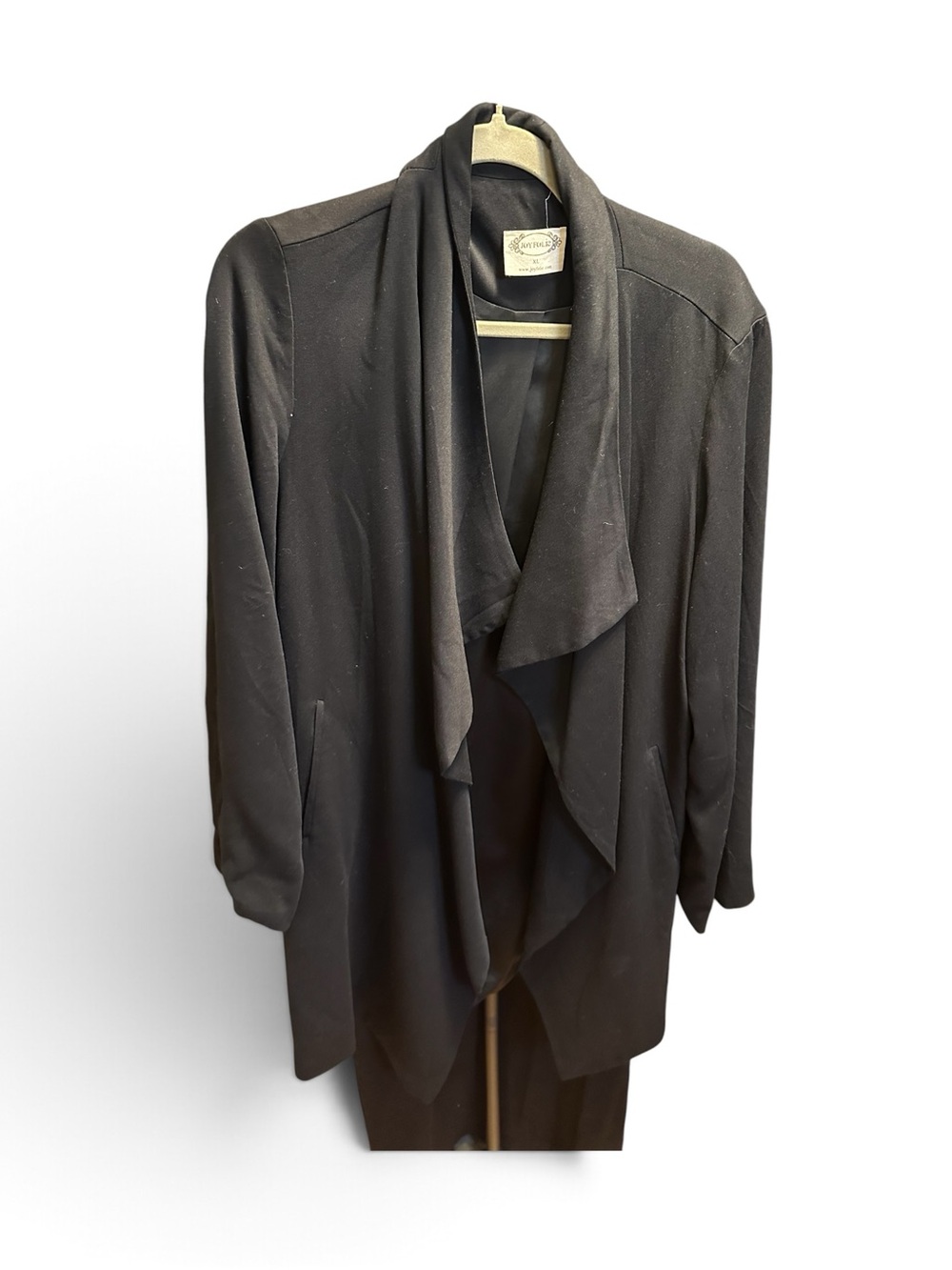 Black Draped Open-Front Women's Jacket